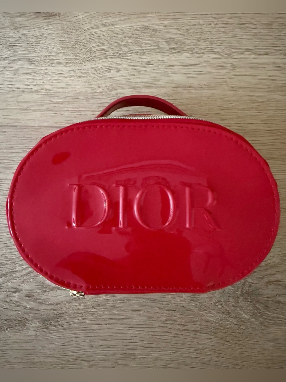 Dior beauty red glossy small makeup bag